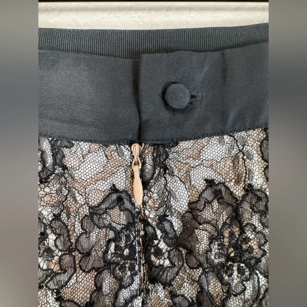 La Perla Lace Black & Cream Pencil Midi Skirt RTW Spring 2006 size 44 US 8 $1250